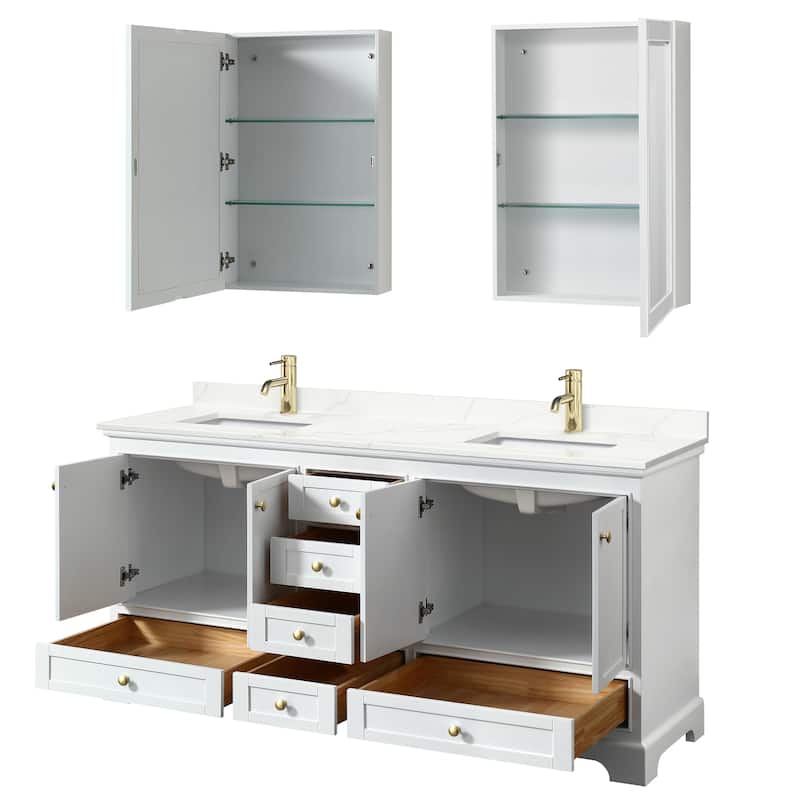 Deborah 72-inch Double Vanity, Quartz Top, Medicine Cabinets