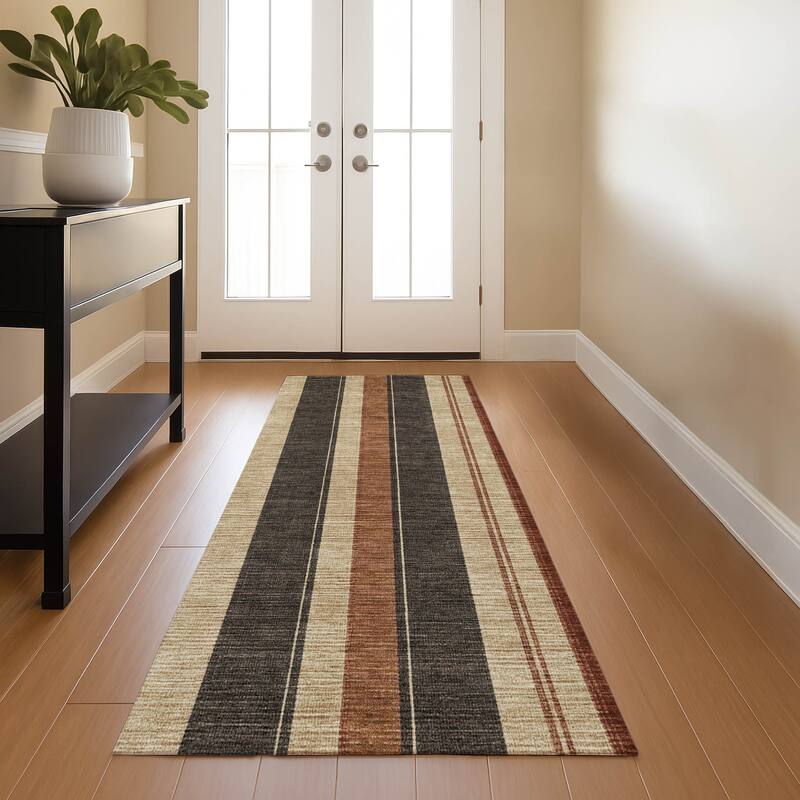 Premium Washable Super Soft Modern Stripe Mayfield Rug - Chocolate - 2'3" x 7'6"
