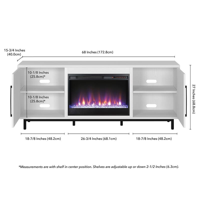 Julian Rectangular TV Stand with Crystal Fireplace for TV's up to 75"