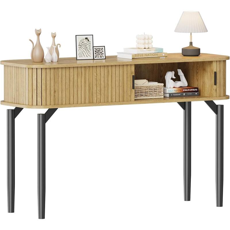 Narrow Console Table for Entryway or Behind Sofa – Modern Accent Table for Living Room - Oak