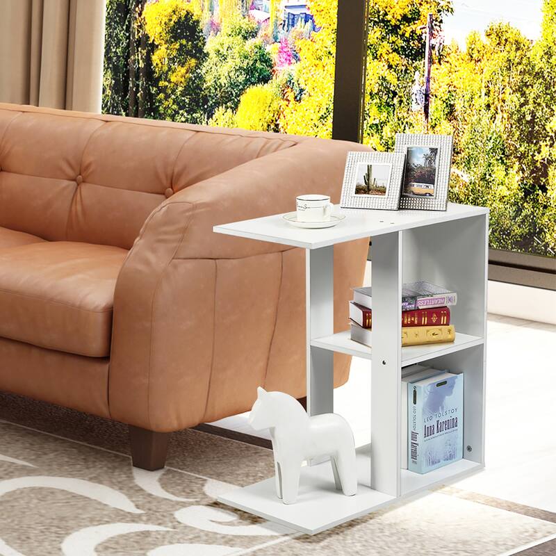 Costway 3-tier Side Table W/Storage Shelf Space-saving Nightstand