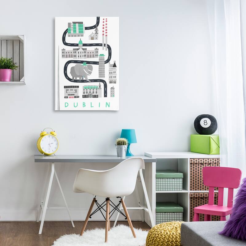 Stupell Dublin Whimsical Travel City Canvas Wall Art Design By Carla Daly
