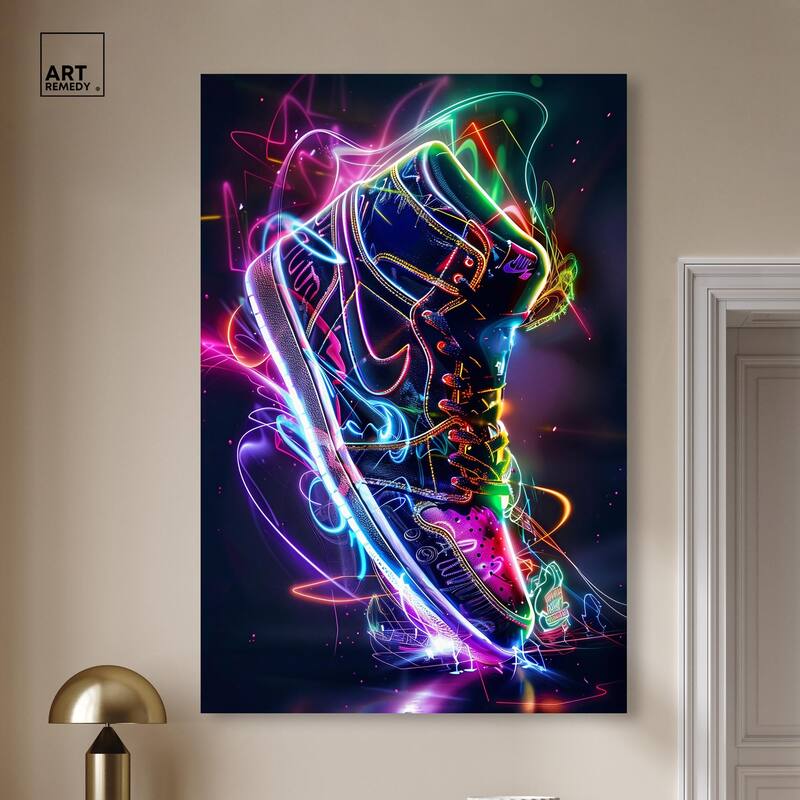 Bright Lights Sneaker Canvas by Art Remedy, Gallery Wrapped