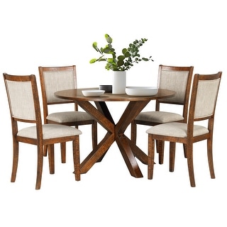 Wade 5 - Piece Round Solid Wood Dining Set - Bed Bath & Beyond - 40238065