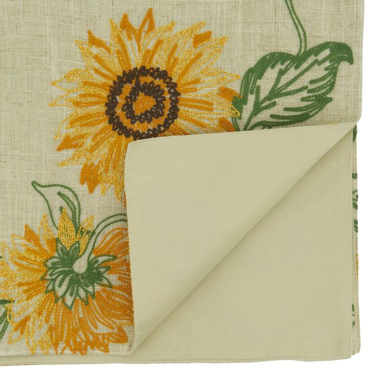 Embroidered Sunflower Design Table Runner - 16"x70"