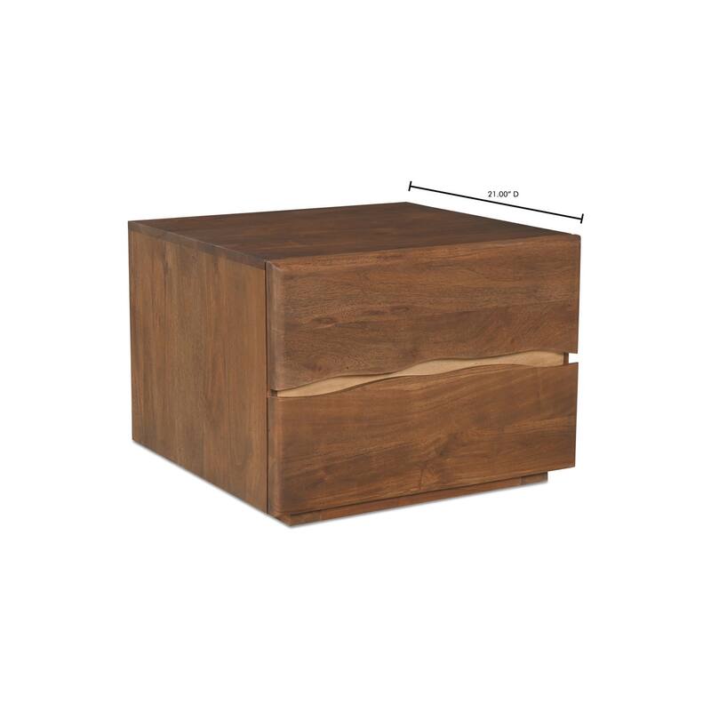 Aurelle Home Wassai Live-Edge Acacia Wood 2-Drawer Nightstand