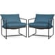 preview thumbnail 1 of 7, Costway 2PCS Sling Accent Chairs Metal Framed Armchairs with Removable - See Details Navy - See Details