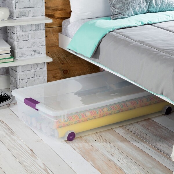 Sterilite 60 Quart ClearView Latch Lid Wheeled Underbed Storage Box 16 Pack 3.5 Bed Bath Beyond 36137631