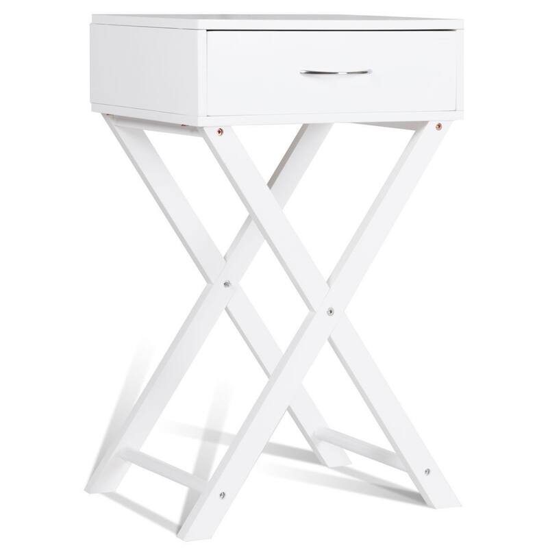 Costway Nightstand X-Shape Drawer Accent side End Table Modern Home