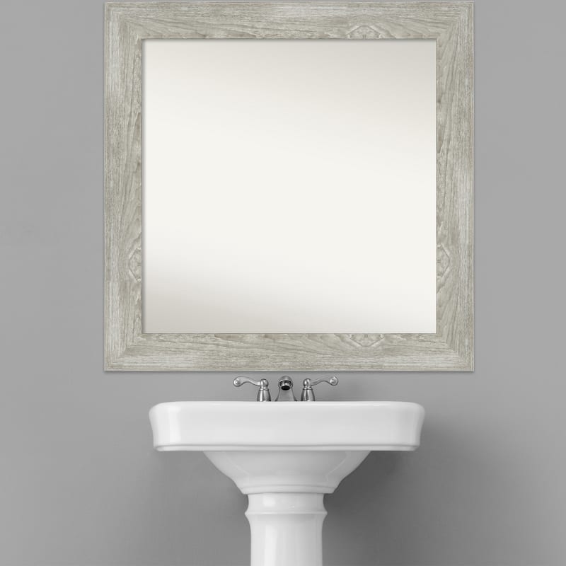 Non-Beveled Bathroom Wall Mirror - Dove Greywash Frame