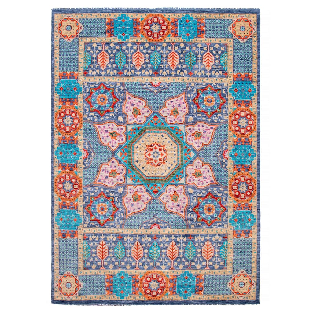ECARPETGALLERY Hand-knotted Mamluk Navy Wool Rug - 10' 2" x 14'