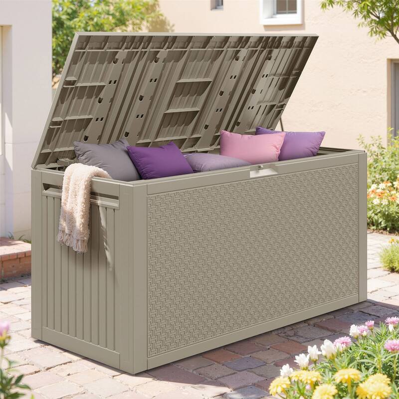 90 Gal Fall-Inspired Corn Maze Look Resin Deck Box Outdoor Storage Box