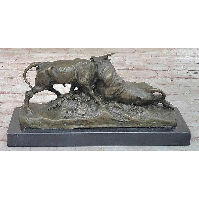 Combat De Taureaux By Clesinger Imitative Bulls Fighting Bronze Statue Sculpture 5 Inches X 10 Inches