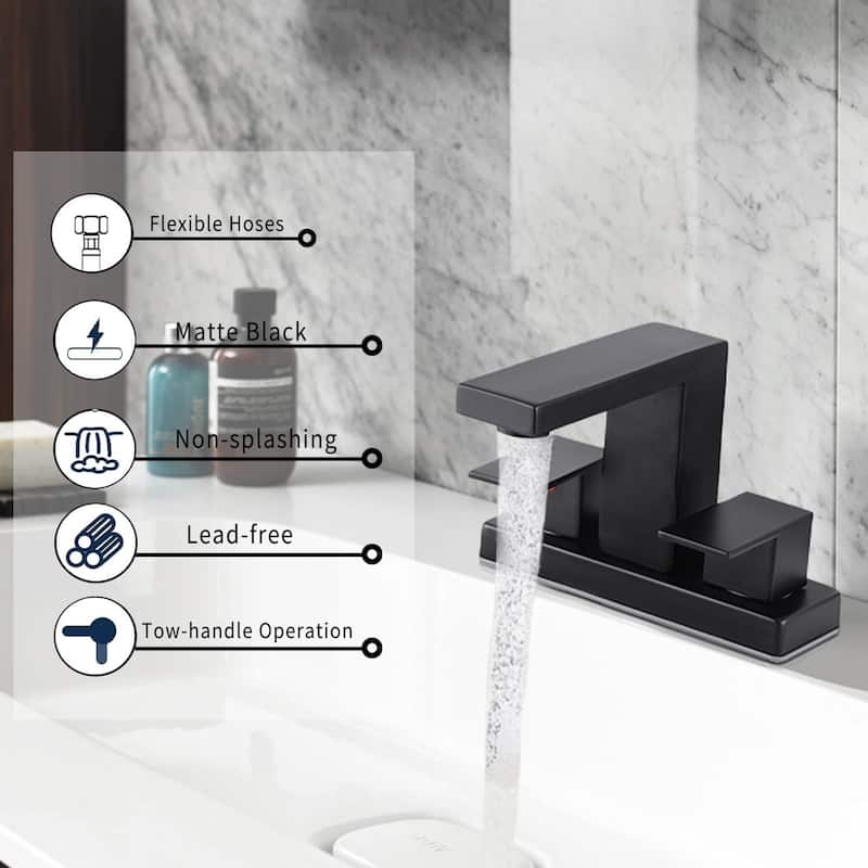 5.3"H Stainless Steel Centerset Deck Mounted 2-Handle Bathroom Faucet