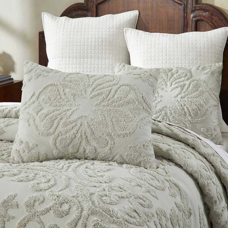 Better Trends Rylee Collection 100% Cotton Tufted Floral Design Bedspread Set-Smooth, Durable, Machine Washable & Tumble Dry