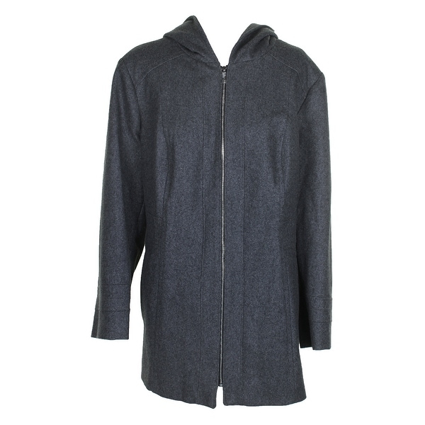 Shop London Fog Plus Size Medium Grey Wool-Blend Seamed Hooded Peacoat 3X - Free Shipping Today 