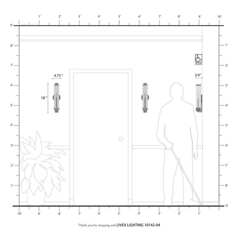 Livex Lighting 1-light Black ADA Single Sconce, 10142-04 - 4.75" W x 18" H x 3.9" Ext.