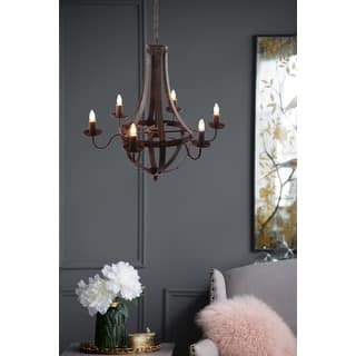 Candle Hanging Pendant Light Fixture, 6-Light Chandelier Lighting for Living Room, Ceiling Lighting with Hanging Chain