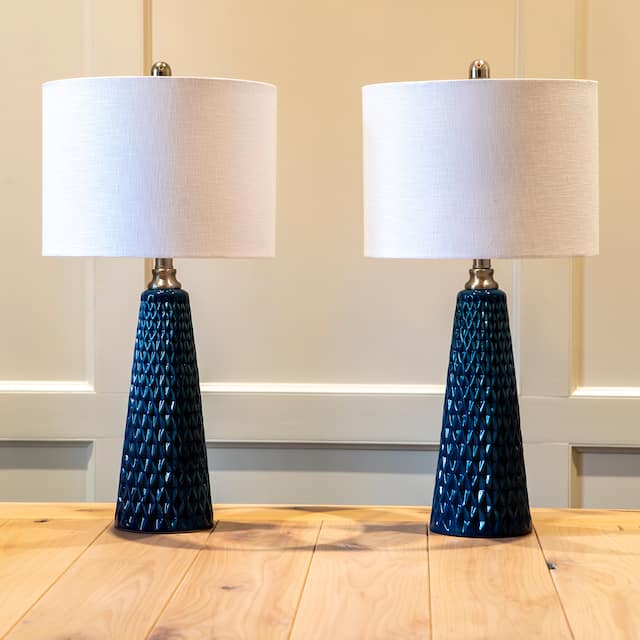 Jameson Textured Ceramic Table Lamps (Set of 2) - Cobalt Blue