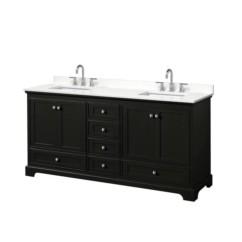 Wyndham Collection WCS202072D-QTZ-US3MXX Deborah 72" Free Standing - Dark Espresso / White Quartz Top / Polished Chrome