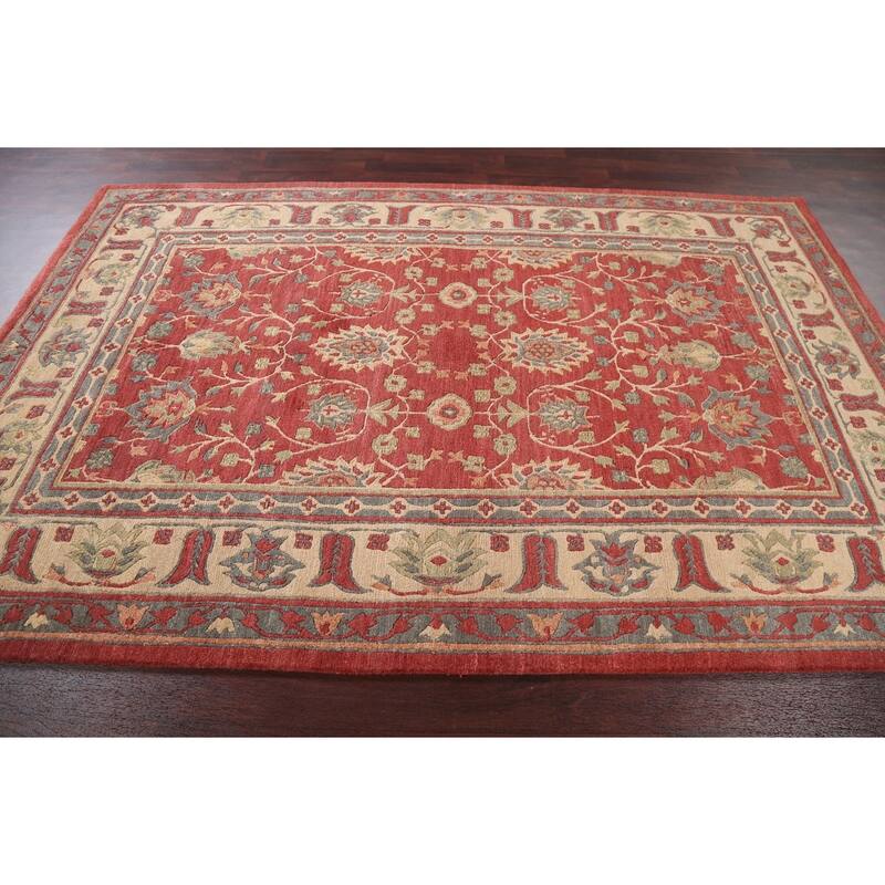 Vegetable Dye Nepalese Oriental Area Rug Hand-knotted Wool Carpet - 6'1" x 9'4"