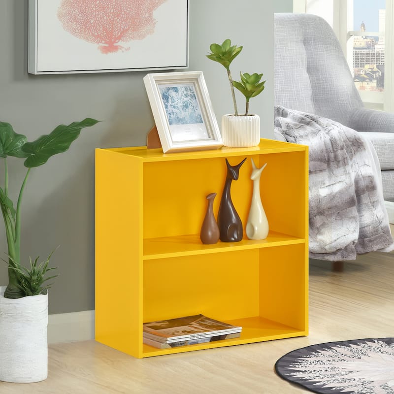 George Contemporary 2-Tier Laminated Wood Bookcase - Yellow