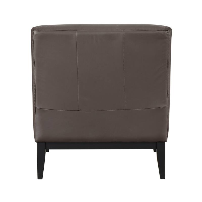 Hayes 28.5" Leather Accent Chair - Black Finish Solid Wood Legs