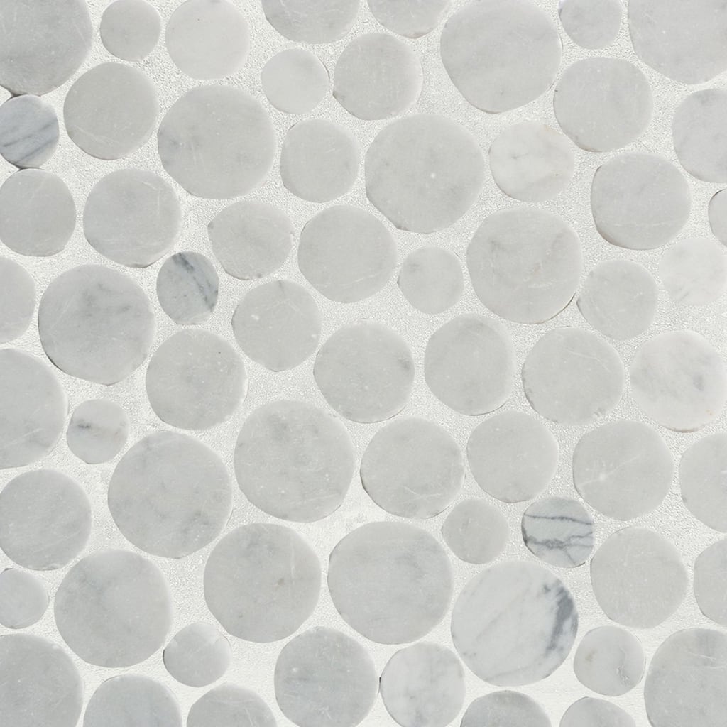Penny Carrara Marble Mosaic Tile - Floor and Wall Carrara Tile - Honed Finish Tiles for Kitchen 12" X 12" (5 Sqft per case)