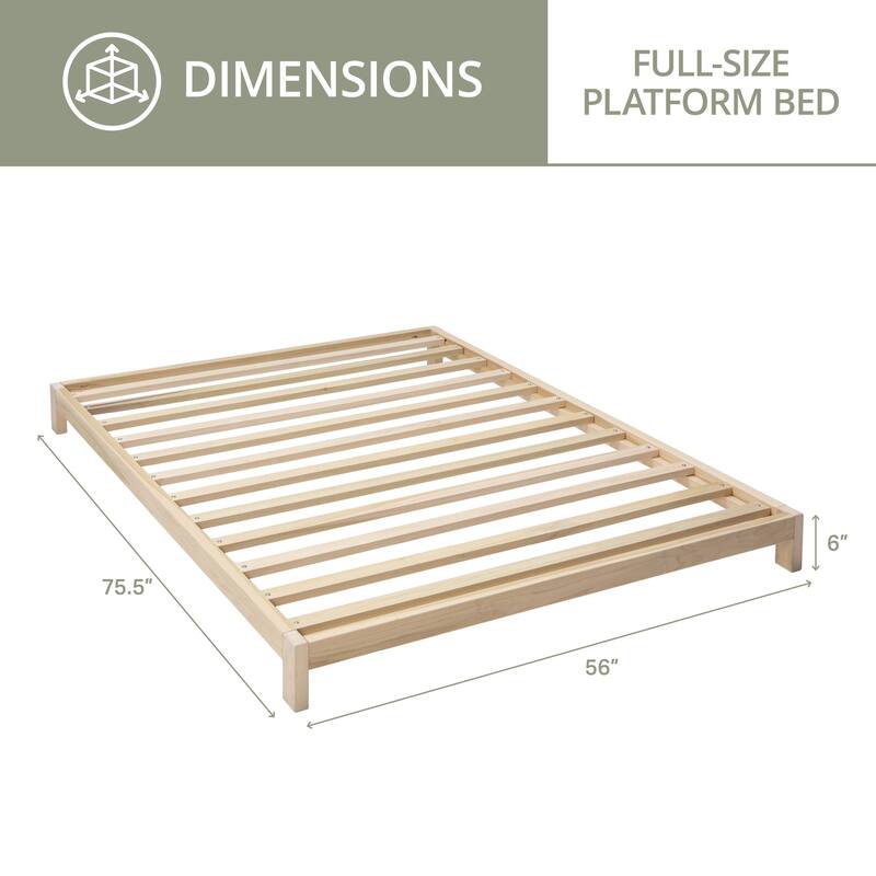 Full Size Platform Bed Frame - Solid Wood Bed - Modern Minimalist Design - Global