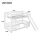 preview thumbnail 26 of 31, Twin Over Twin Low Pine Wood Bunk Bed with Guardrails, Slide and Ladder for Kids, No Slats Toddler Floor Bed with Fence and Door