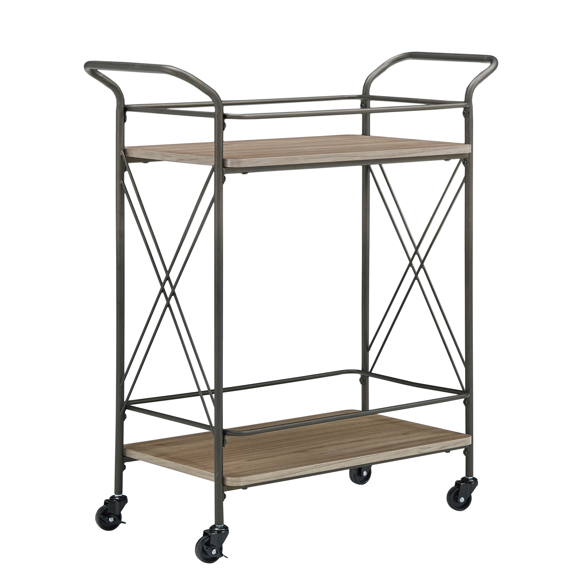 Sionis Bronze Finish and Wood Double-Cross Bar Cart by iNSPIRE Q
