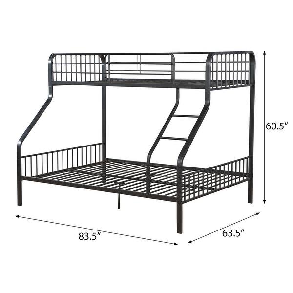 Twin XL Over Queen Bunk Bed with Guardrails and Ladder, Black