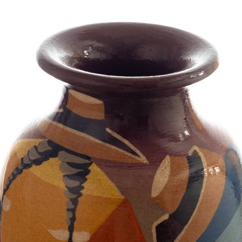 Novica Handmade Andean Braids In Brown Ceramic Decorative Vase