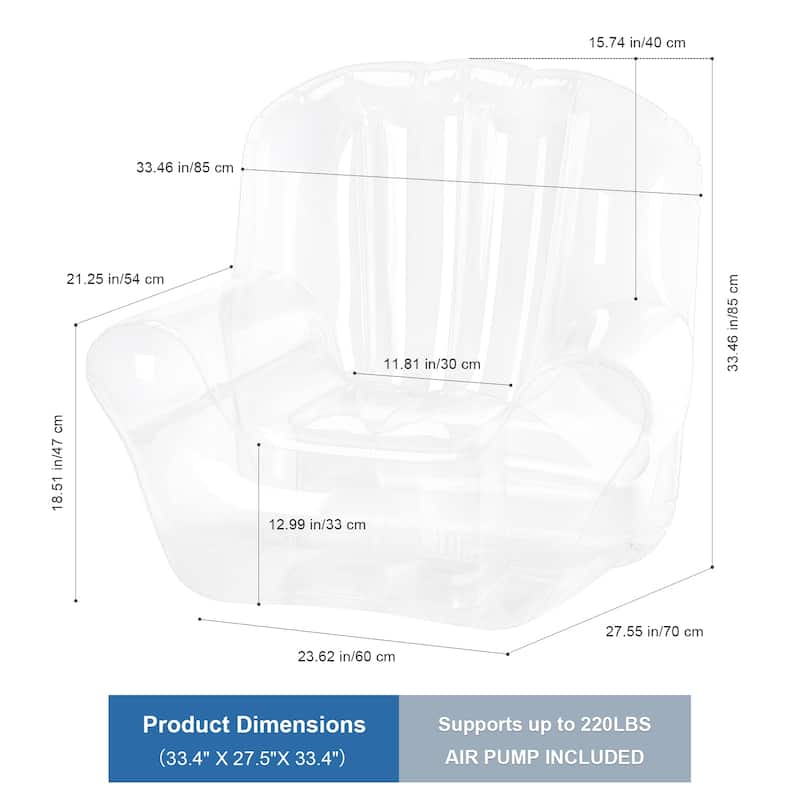 Transparent Inflatable Sofa Seat - 33.46x33.46"