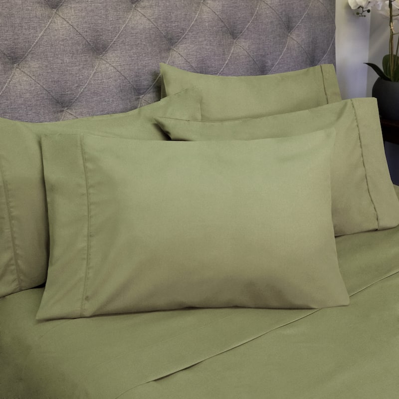 Sweet Home Collection Split King 7 Piece Sheet Set, Deluxe Ultra Soft 1500 Series, Double Brushed Microfiber. - Sage