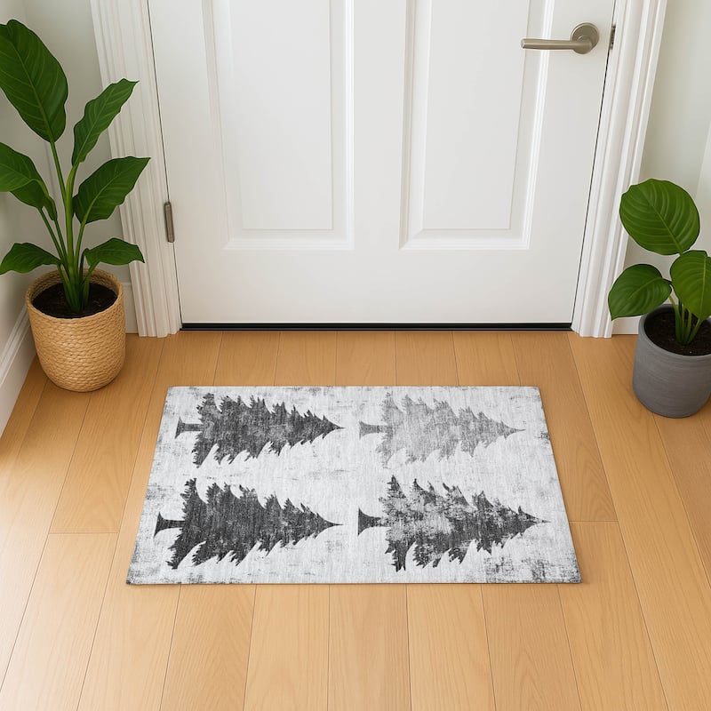 Premium Washable Super Soft Pine Tree Mayfield Rug - Gray - 1'8" x 2'6"