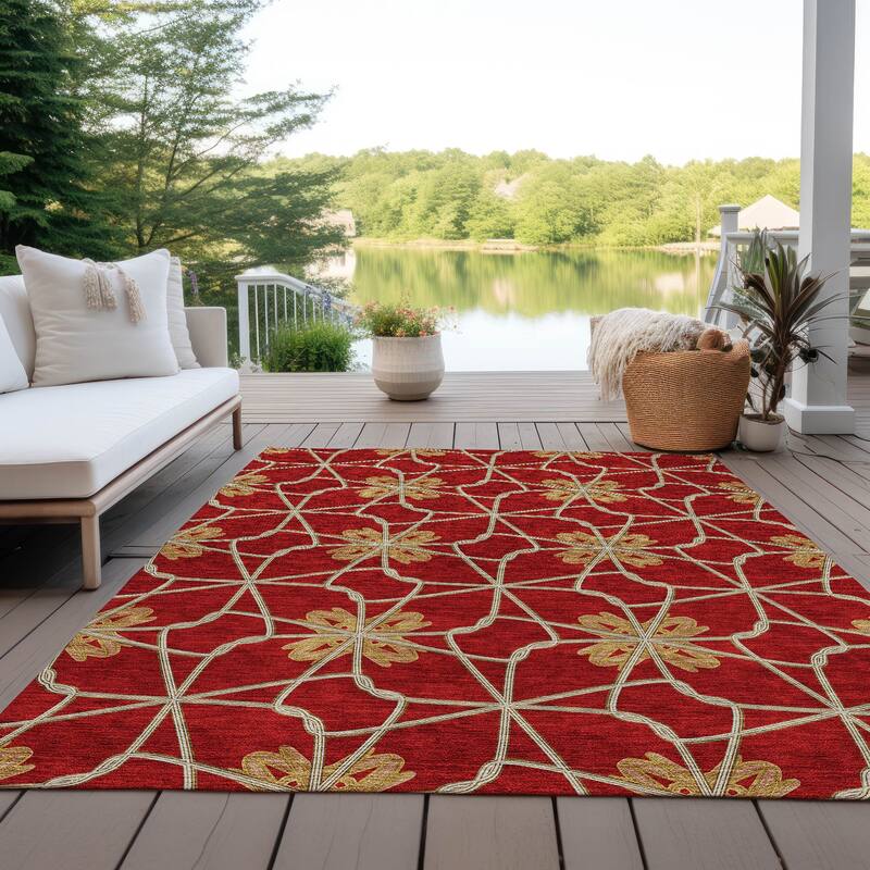 Machine Washable Indoor/ Outdoor Chantille Contempoary Whimsy Rug