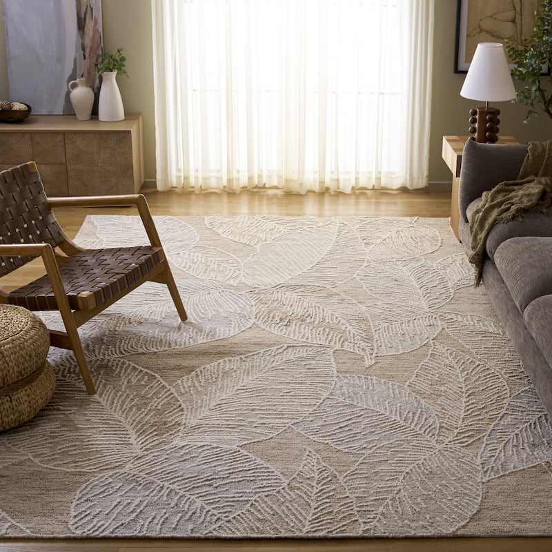 SAFAVIEH Handmade Jardin Mridula Wool Rug - 8' x 10' - Taupe/Ivory