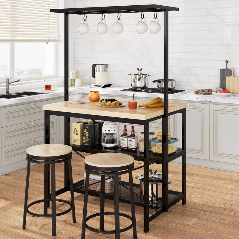 42" Kitchen Island Table Microwave Stand Oven Shelf with Storage - 42"D x 28"W x 72"H