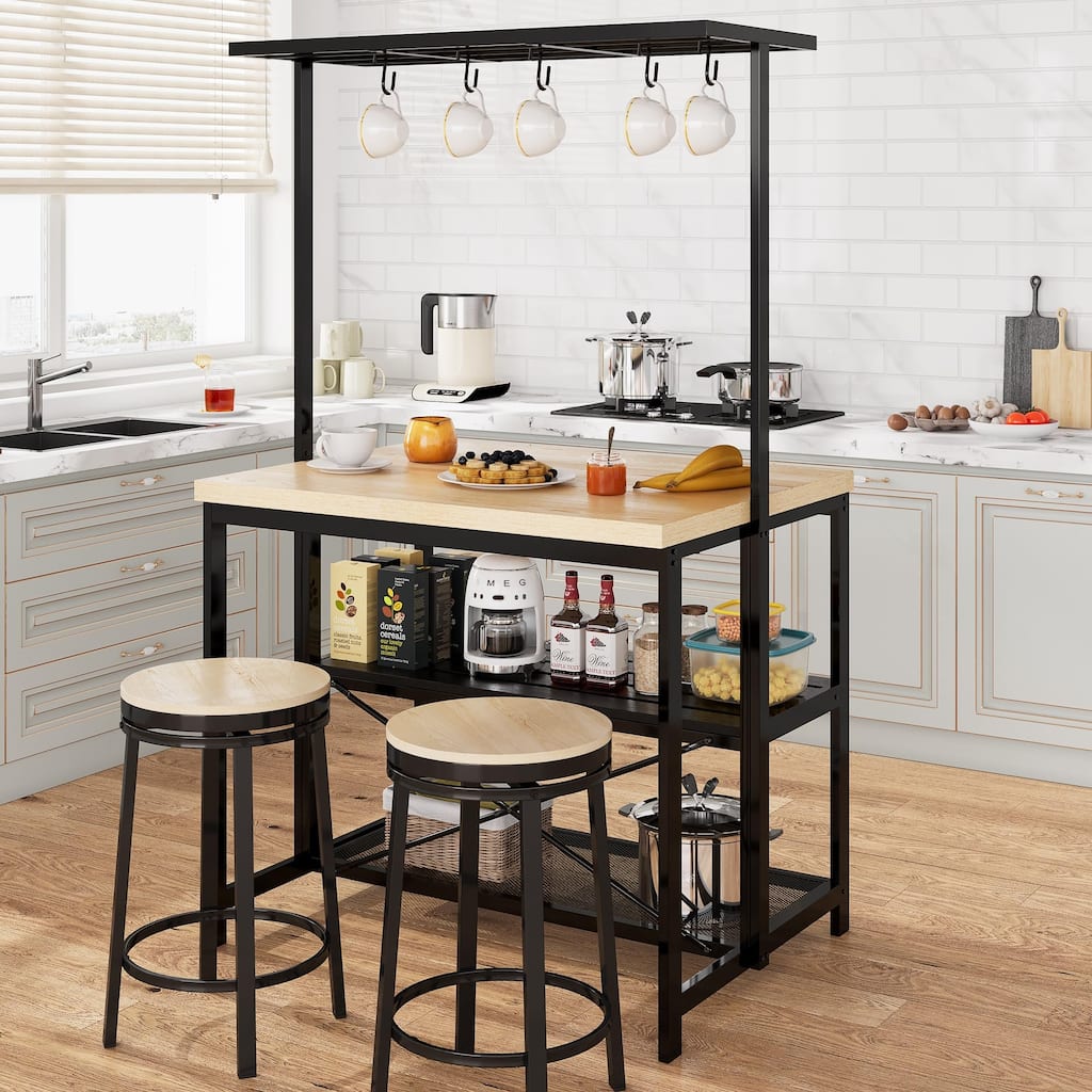 42" Kitchen Island Table Microwave Stand Oven Shelf with Storage - 42"D x 28"W x 72"H