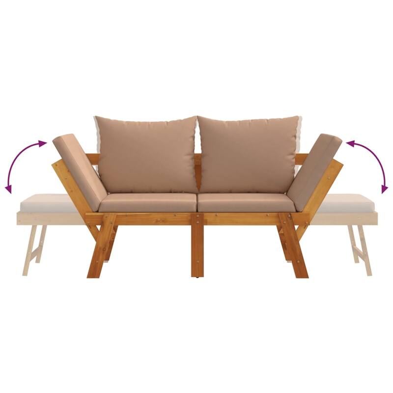 vidaXL Patio Bench with Cushions 2-in-1 Outdoor Seating Solid Wood Acacia