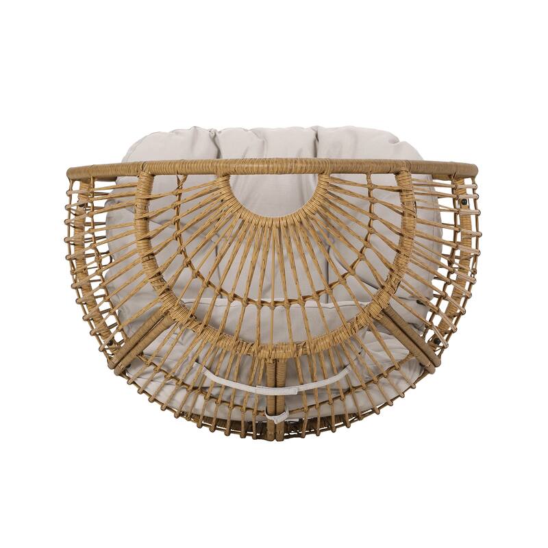 62 Inch Teardrop Chair Natural Wicker Iron Frame Water-Resistant Cushion