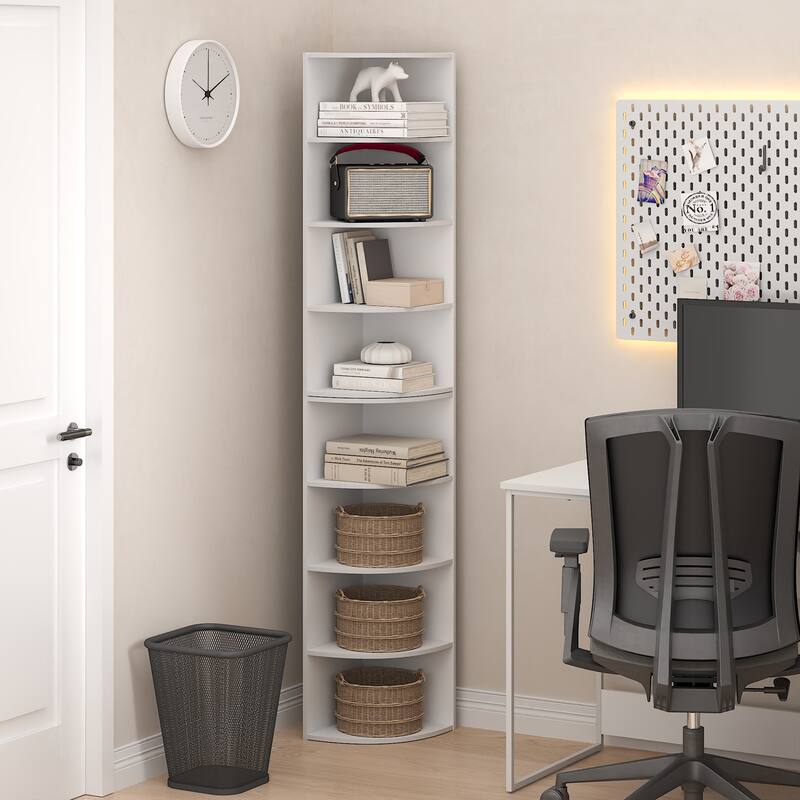 Furinno Econ 8-Tier Corner Shelf Bookcase, Bookshelf, Espresso