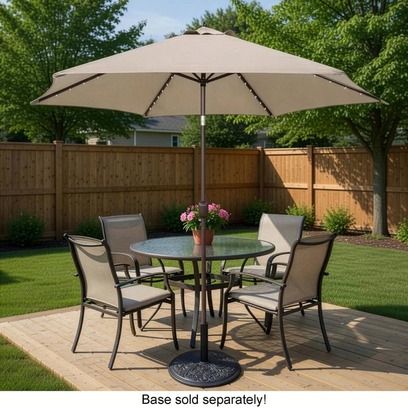 TropiShade 9-foot Beige Aluminum Bronze Lighted Market Umbrella