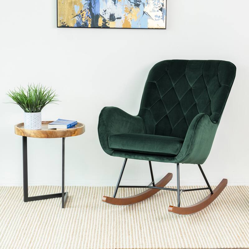 Salisbury Mid-Century Modern Velvet Rocking Chair