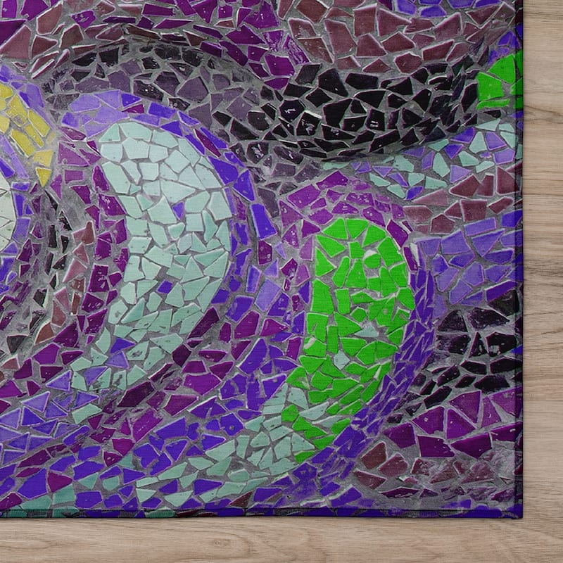 Indoor/ Outdoor Surfside Mosaic Waves Washable Rug New