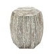 preview thumbnail 13 of 19, Gray Mother of Pearl Shell Handmade Shell Mosaic Hexagon Accent Table with Brown Accents