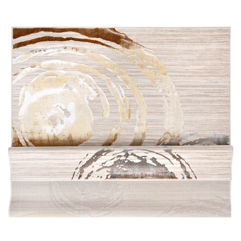 London Collection Cream/Gold Geometric Area Rug