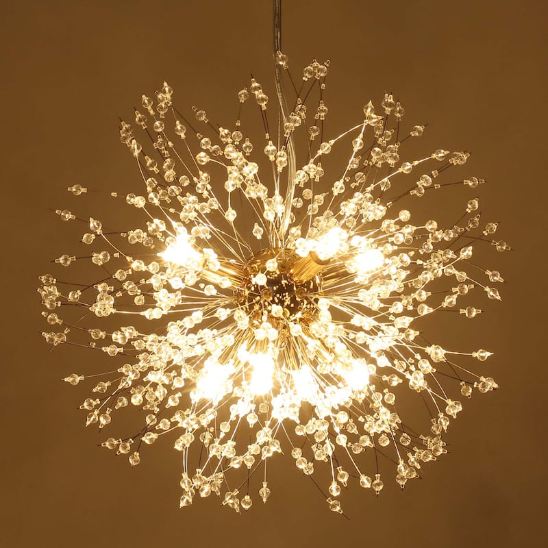 8-Light Modern Luxurious Sputnik Starburst Sphere Pendant Starburst Crystal Chandelier