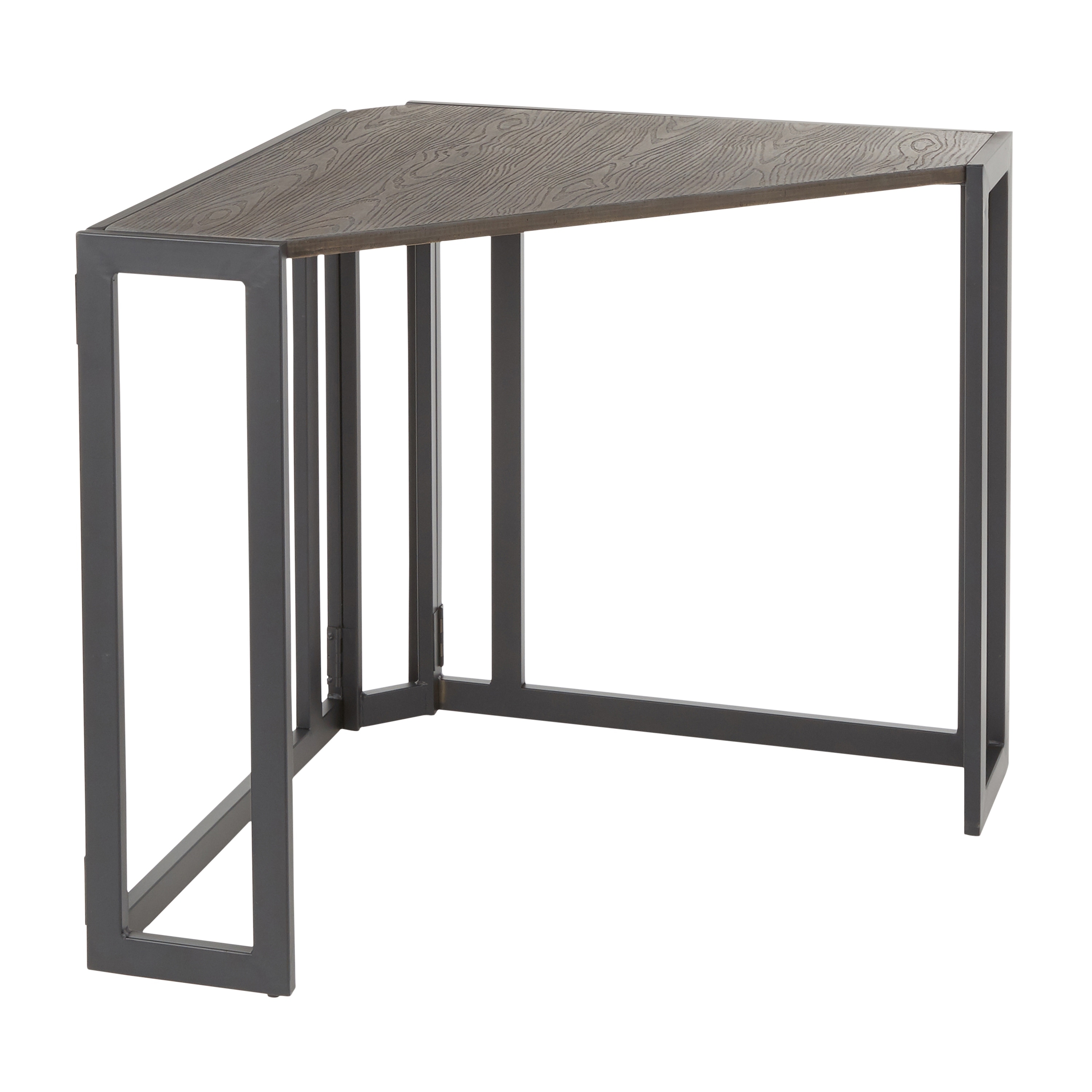 Roman Industrial Corner Desk with Rustic Bamboo Top and Black Metal Frame